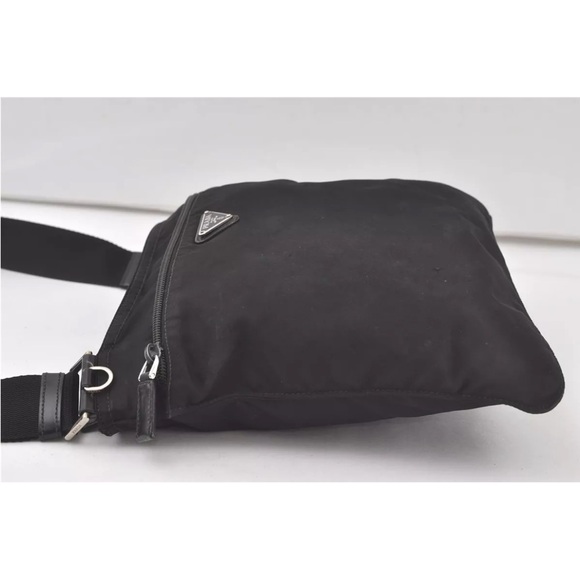 Authentic PRADA Nylon Tessuto Leather Shoulder Cross Body Bag Purse Black - Picture 3 of 12